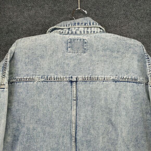 Black Label C'Est Toi Denim Jacket Women's Medium Blue Long Sleeve Frayed Hem - Picture 7 of 13